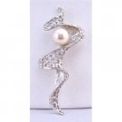 B363  Sleek Long Brooch Diamante Brooch With Pearls Very Stylish Cheap Wedding Brooch