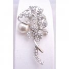 B345  Artistically Embedded Simulated Diamond sparkling Flowers With 10mm White Pearls