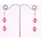 D165  Only A Dollar Earrings Simulated Crystals Bicone Earrings Fuschia Crystals Earrings