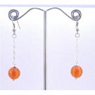 D174  Sexy Orange Dollar Earrings Round Orange Ball Bead With Chain Dangling