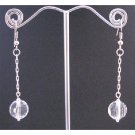 D167  Dollar Dangling Earrings Clear Acrylic Bead With Chain Dangling
