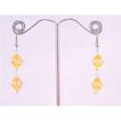 D163  Lovely Yellow Lime Crystals Earrings Dollar Earrings Simulated Crystals Bicone Earrings
