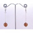 D173  Brown Bead Jewelry Cheap Earrings Dark Brown Acrylic Bead With Dangling Chain
