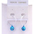 D188  Christmas Gift Affordable Jewlery Jingle Bell Earrings Blue Bell Dangling From White Hoop