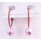 D190  Cute Dollar Earrings Brown Hoop With Pink Bell Dangling Very Cute Affordable