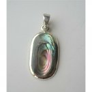 SPEN014  Abalone Shell Oval Sterling Silver Pendant