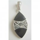 SPEN025  Pure Sterling Silver Pendant 92.5 w/ Onyx Inlay Pendant Weight 6.7 gm