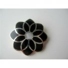 SPEN016  Onyx Inlaid Sterling Silver Onyx Black Flower Pendant