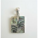 SPEN018  Square Abalone Sterling Silver Pendant Weight 6.5 gm