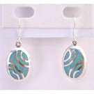 SER067 Earrings Affordable Fabulous Genuine Sterling Silver w/ Green Turquoise Inlaid