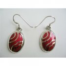 SER043  Funky Stylish Coral Red Stone Inlay Sterling Silver 92.5 Earrings