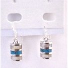 SER079 Earrings w/ Dark Spider Turquoise Inlaid Sterling Silver Earrings Jewelry