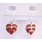 SER069  Coral Red Heart Earrings Sterling Silver Gift Jewelry Inexpensive Sterling Jewelry