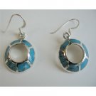 SER015  Round Sterling Silver 92.5 Cute Earrings Turquoise Inlay Earrings
