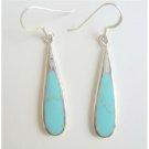 SER059  Silver 92.5 Sterling Inlay Turquoise Earrings