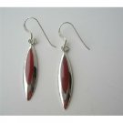 SER032  Inlaid Coral Sterling Silver Earrings