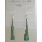 SER017  Green Turquoise Chandelier Inlaid Genuine Sterling Silver 925 Earrings