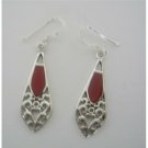 SER013  Sexy Sterling Silver Coral Inlay Earrings