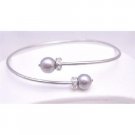 TB764  Purple Mauve Pearls Jewelry Affordable Mauve Swarovski Pearls Silver Rondells Cuff Bracelet