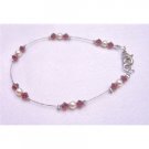 TB783  Under $10 Genuine Swarovski Ivory Pearls And Siam Red Crystals Lobster Clasp Bracelet