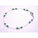 TB785  Emerald Crystals Wedding Jewelry Swarovski Emerald Crystals w/White Pearls Bracelet