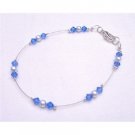 TB776  Blue Lover Jewelry Lite Blue Pearls With Striking Smashing Sapphire Crystals Wire Bracelet