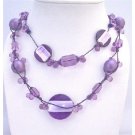 N744 Multi Shaped&Sizes Beads Necklace Purple Pearls Acrylic Beads Interwoven In Beautiful Necklace