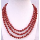 N756  Passionate Romantic Jewelry Red Striking Long Necklace Red Multi Faceted Beads Long Necklace