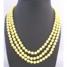 N773 Dainty Delicate Long Necklace w/8mm Multi Faceted Beautiful Yellow Beads Necklace