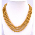 N757  Long Necklace Golden Beads Jewelry Multi Faceted Gold Beds Long 64 Inches Necklace
