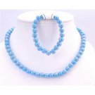 GC136  Turquoise Beads Girls Fashionable Affordable Necklace Stretchable Bracelet