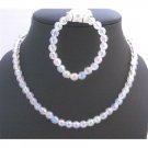GC139  Pure White Round Bead Necklace & Bracelet Perfect For Girls Return Gift