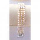 TB864  Ivory Pearls Three Stranded Bracelet Tiny Pearls Bracelet With Diamante Spacer