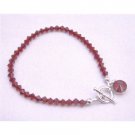 TB862  Handcrafted Customize Siam Red Crystals Round Faceted Crystals Drop Down Bracelet
