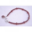 TB861  Faceted Siam Red Crystals Round Drop Down Bracelet
