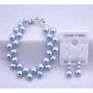 TB844  Double Stranded Blue Pearls Interwoven Bracelet Earrings Jewelry