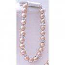 TB832  Customize Champagne Pearls Bracelets With Diamond Spacer Silver Rondells