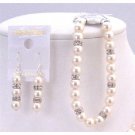 TB817 Swarovski Ivory Pearls Bridal Jewelry Collection Of Bridemaids Ivory Pearls Bracelet&Earrings