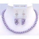 NS695  Beautiful Bridal Briedemaids Jewelry Victorian Lilac Necklace Set Inexpensive Under $10