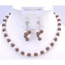 NS693 Jewelry Set Gift Affordable Wedding Jewelry Ivory Pearls&Brown Pearls Necklace Set