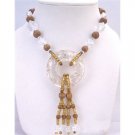 N782  Fancy Beads Necklace w/Drop Down Tassel Stylish Beads Glass Beads Acrylic Beads