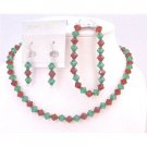 UNS045 Christmas Jewelry Set Chinese Crystals Green/Red Necklace Earrings Jewelry Set