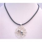 UNE161  Web Spider Pendant With Skull & Flower ON The Web Spider Pendant Gift