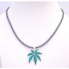 UNE160  Weed Metal Pendant Under $5 Necklace With Black PVC Durable Chord