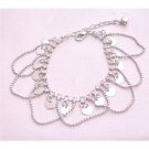 UBR198  Heart Charm Dangling Bracelet New Gorgeous Diamanted Elegant Jewelry Gift