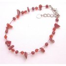 UBR181  Coral Nugget Bracelet Coral Glass Beads Bracelet Inexpensvie Trendy Red Bracelet