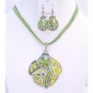 NS643 GIft Jewelery Under $15 High Quality Olivine Necklace Set Multi Stranded Olivine Necklace