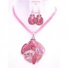 NS642  Multi Stranded Pink Necklace Set Vintage Gorgeous Artistically Designed Pink Necklace Set