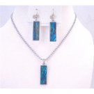 NS628  Gift Jewelry Under $10 Abalone Shell Coated DogTag Pendant Mother Of Shell Jewelry Set
