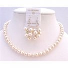 NS623  Ivory Pearls Bridal Bridemaids Flower Girl Wedding Jewelry Set Under $10 Jewelry Set